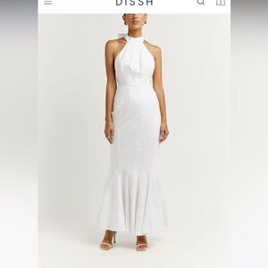 Dissh Aisle White Linen High Neck Dress